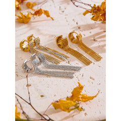 Gina Metal Bead Tassel Drop Earrings