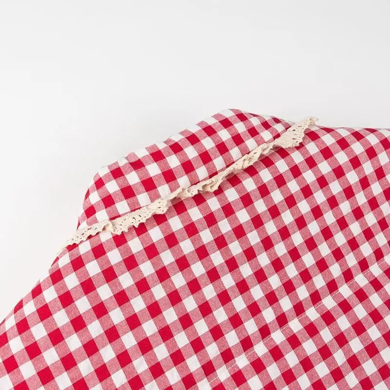Anica Plaid Heart Patchwork  Parkas Quilted Jacket