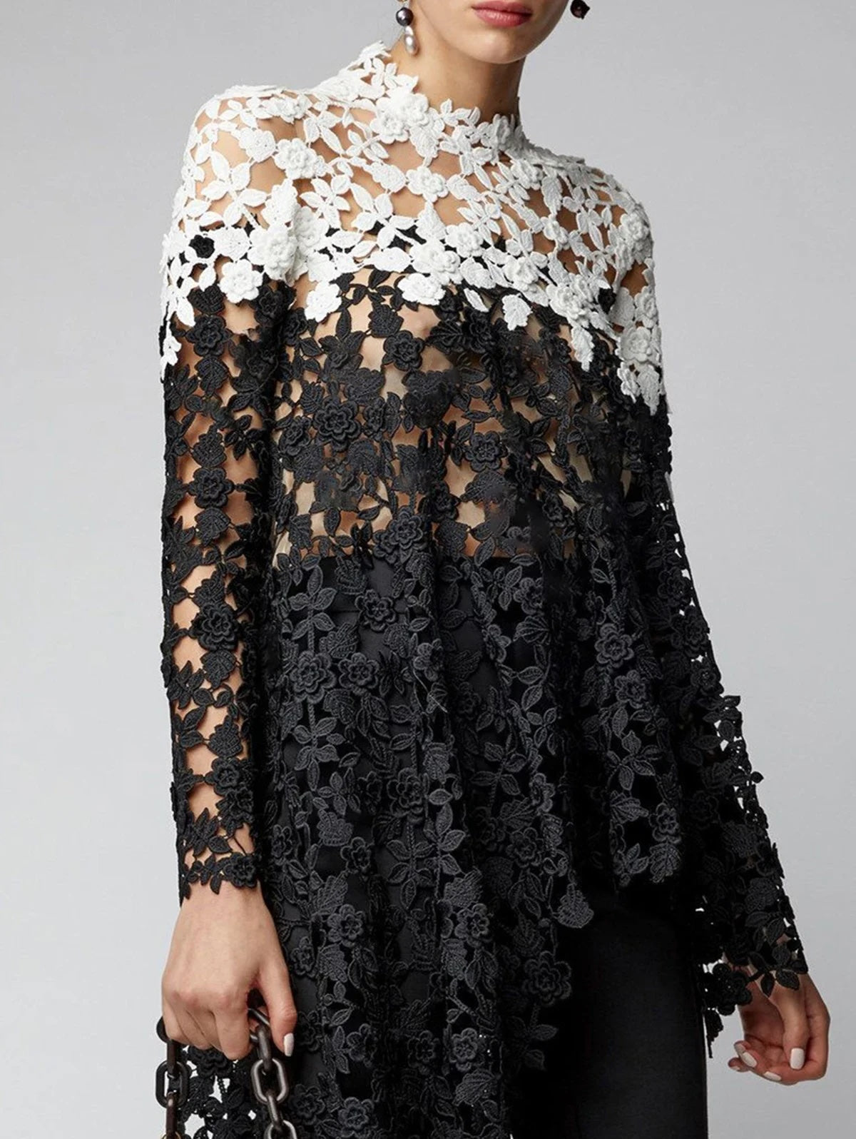Misha Floral Lace Cut Out Tunic Blouse