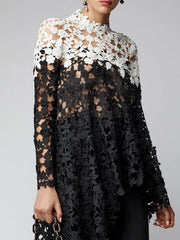 Misha Floral Lace Cut Out Tunic Blouse
