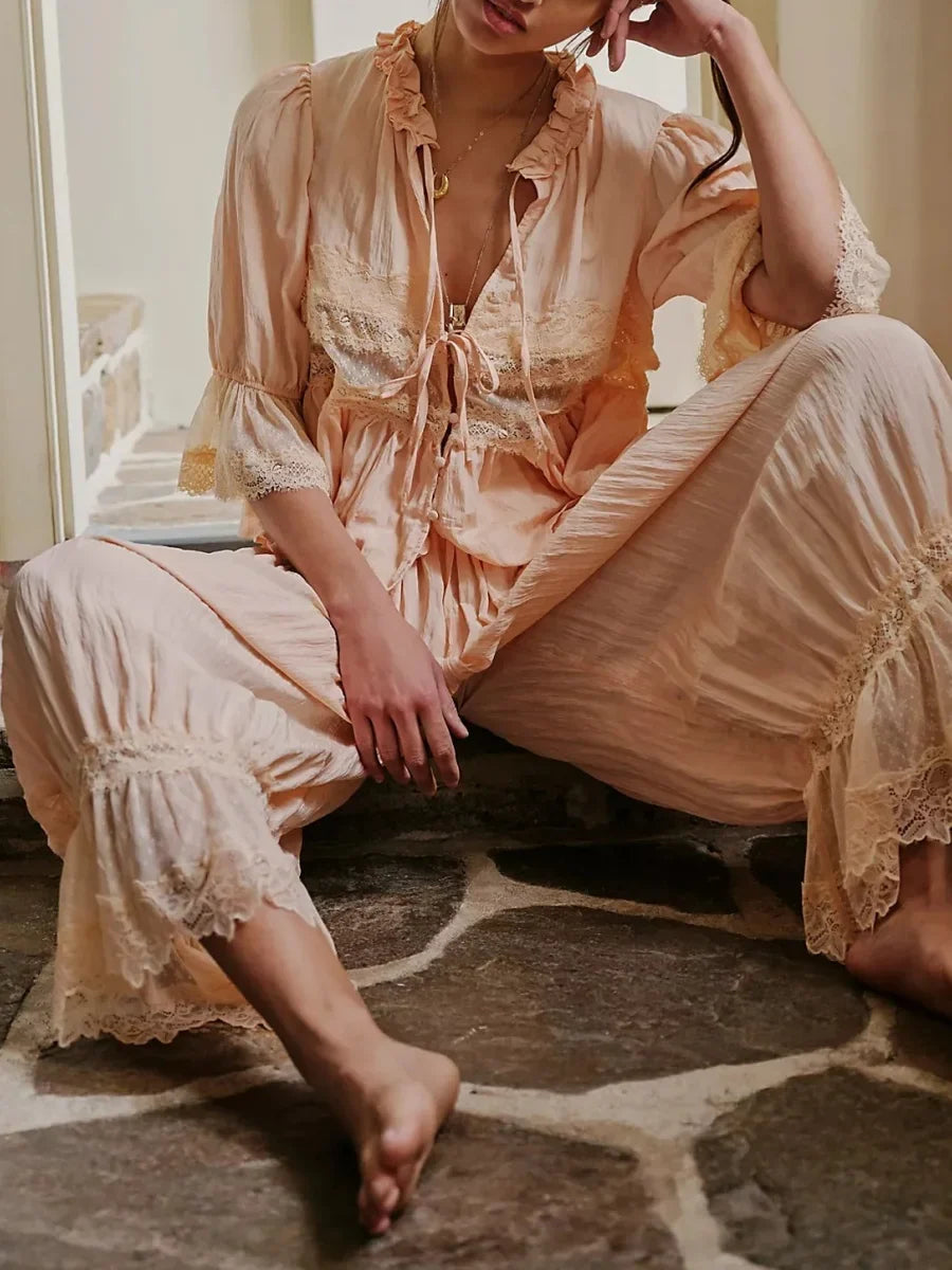 Sefina Vintage Lace Baby Dolll Blouse and Bloomer Pants Sets