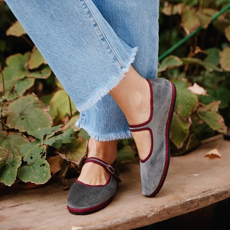 Sobia Velour Color Block Trim Ballet Flats