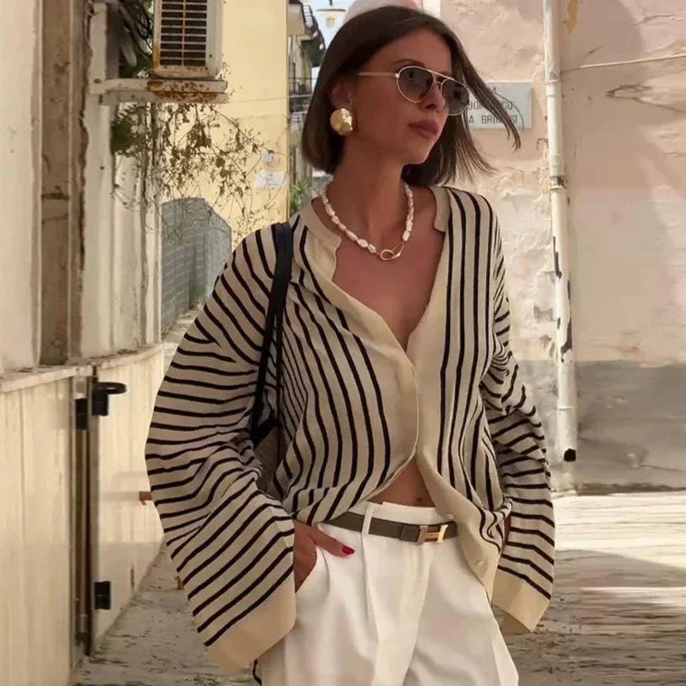 Ellia Oversized Stripe Shirt Blouse