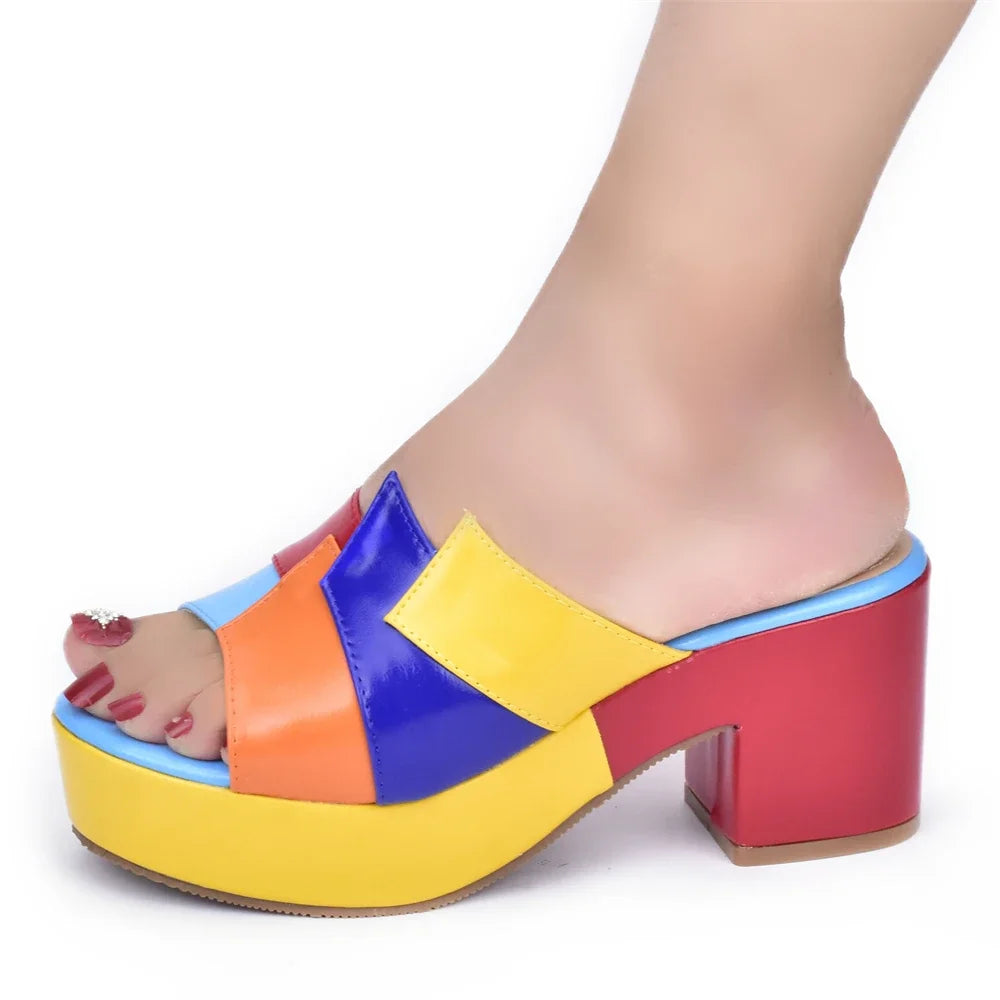 Fiona Color Block Mule Sandals