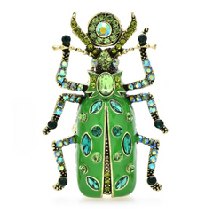 Jumbo Enamel Rhinestone Beetle Brooches