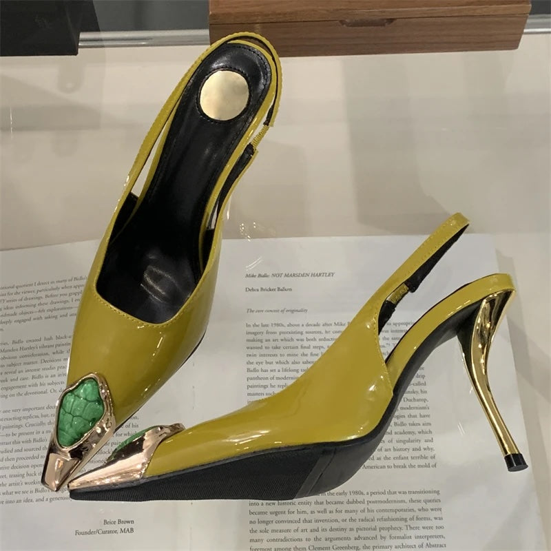 Malina Gemstone Pointed Toe Slingback Sandals