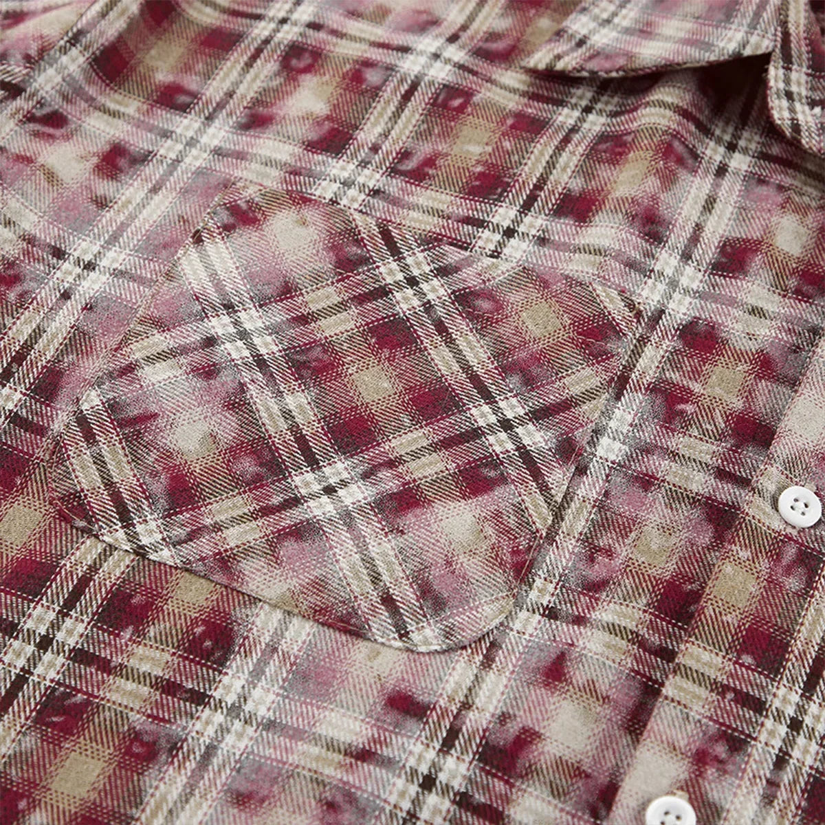 Wella Oversized Stained Effect Plaid Shirts
