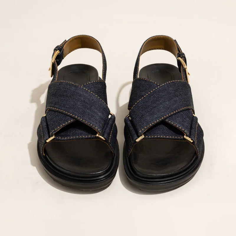 Olive Dark Denim Upper Sling Back Sandals - 39 (US 7.5) SALE