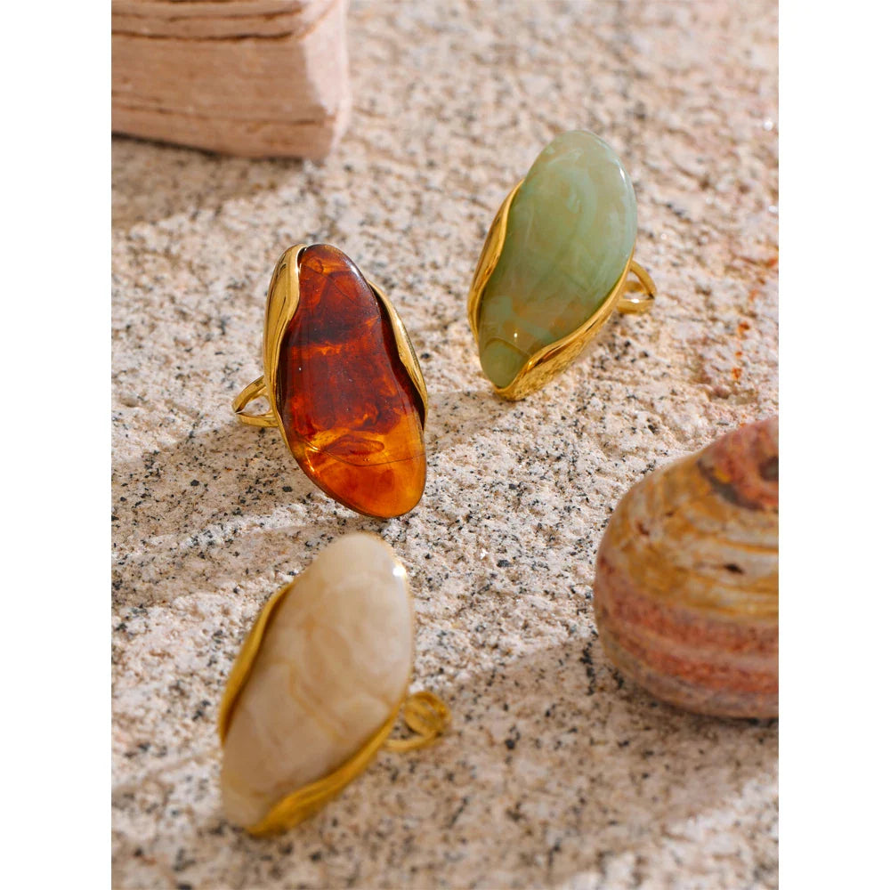 Niew Geometric Resin Cocktail Rings