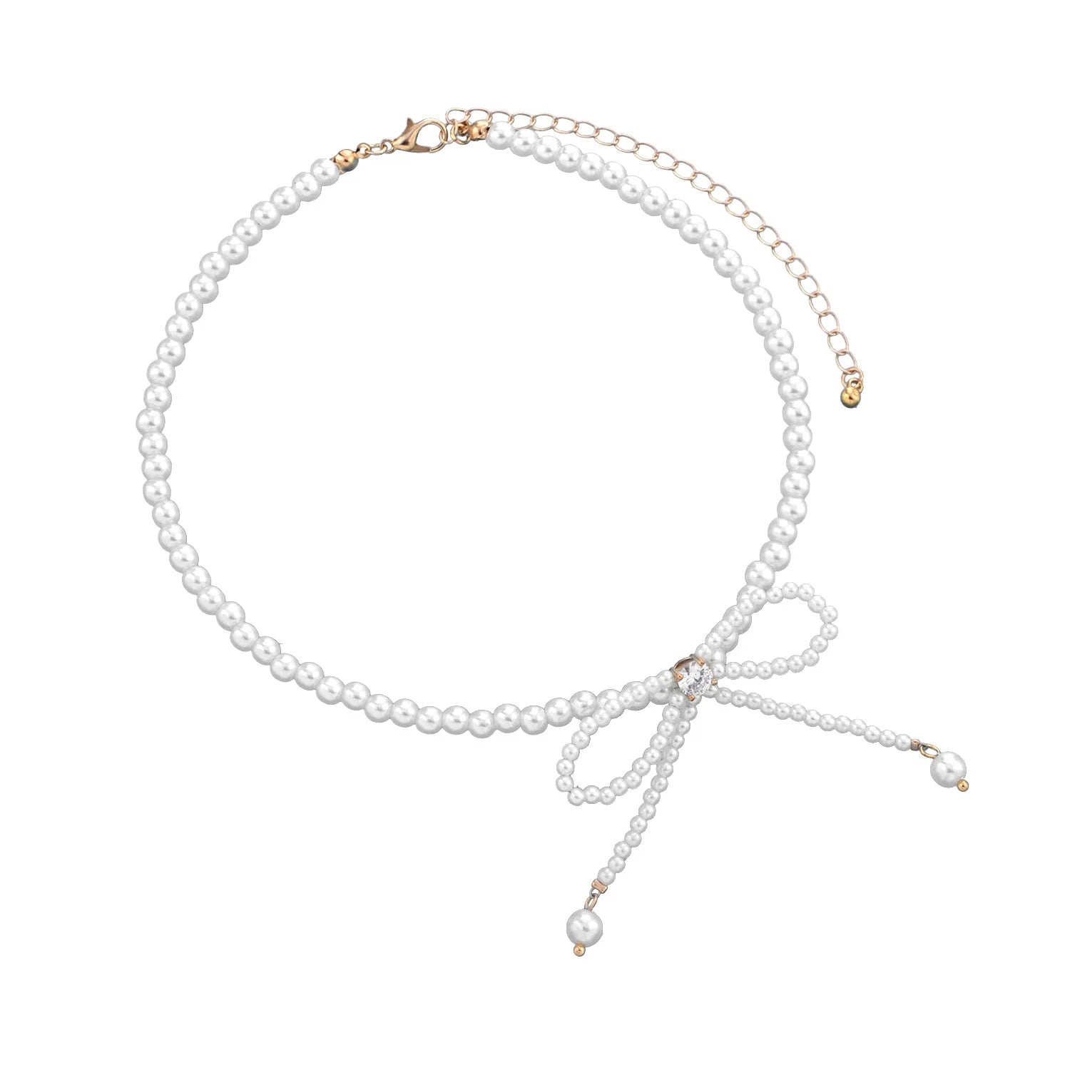 Chic Pearl Bow Knot Choker Necklace