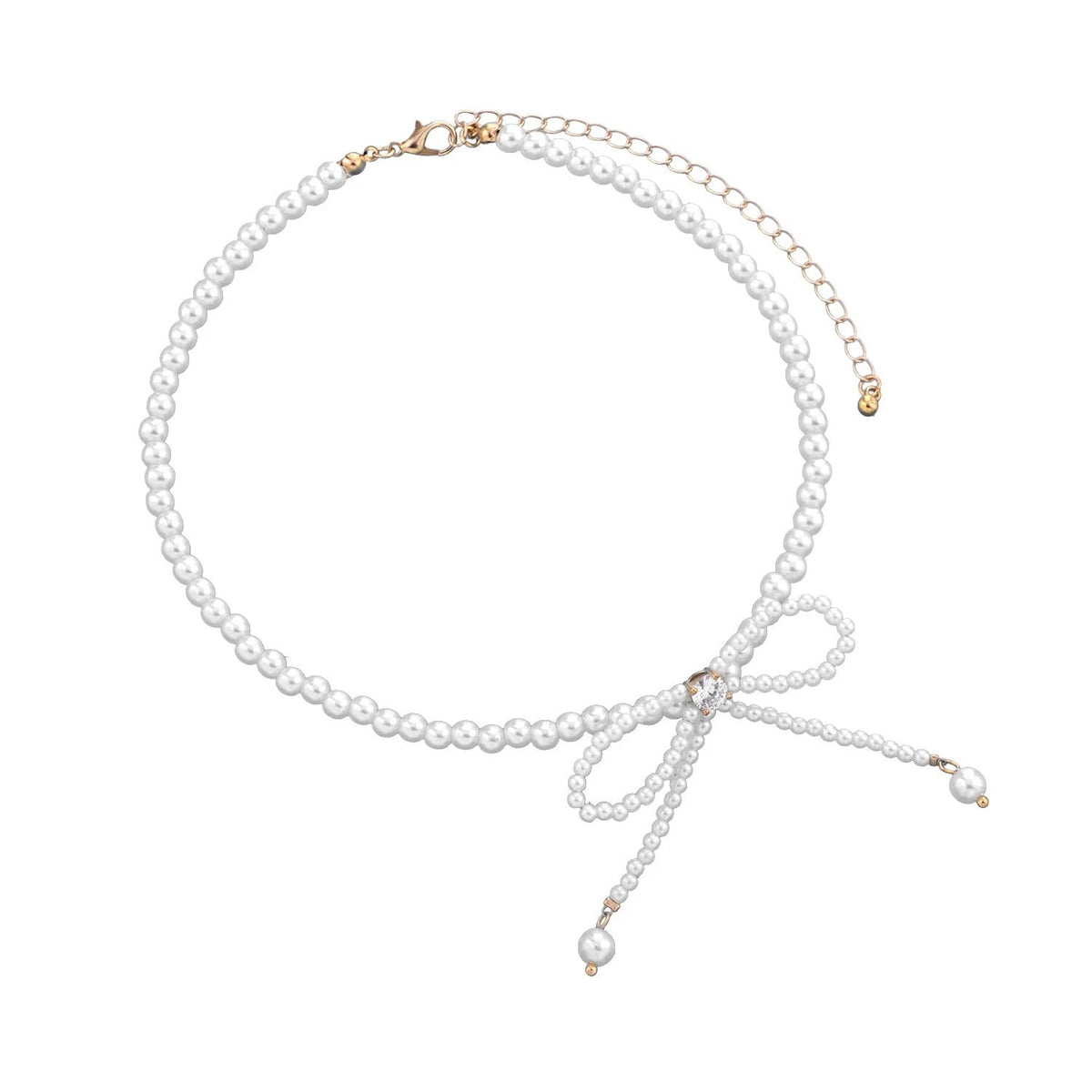 Chic Pearl Bow Knot Choker Necklace