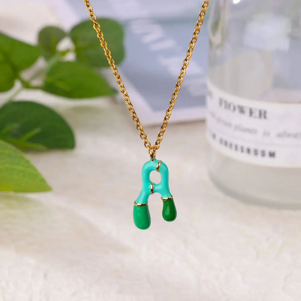 Colorful Resin Initial Letter Necklaces