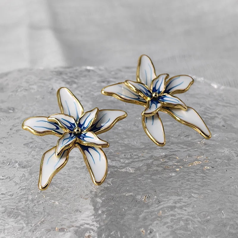 Lysandra Enamel Flower Stud Earrings