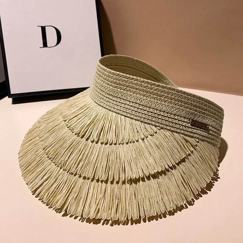 Grace Tassel Straw Visor Hats