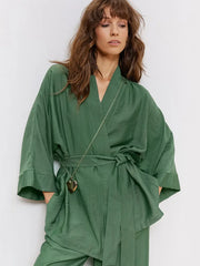Lena Green Belted Top & Pants Set