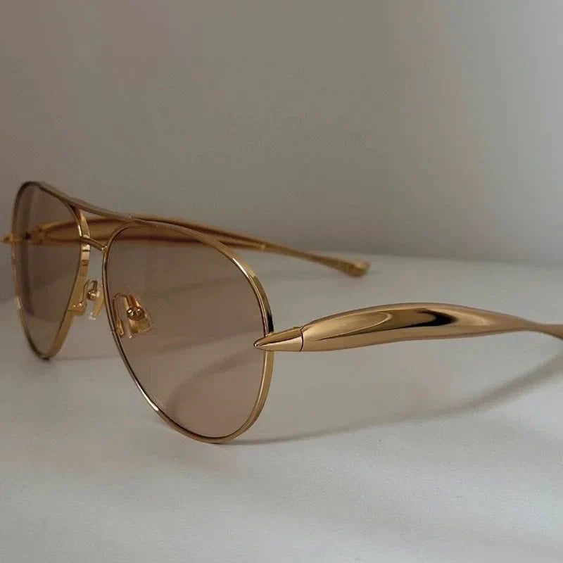 Brixton Metallic Temple Aviator Sunglasses