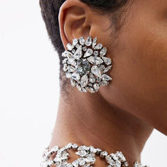 Haylo Round Crystal Clip Earrings