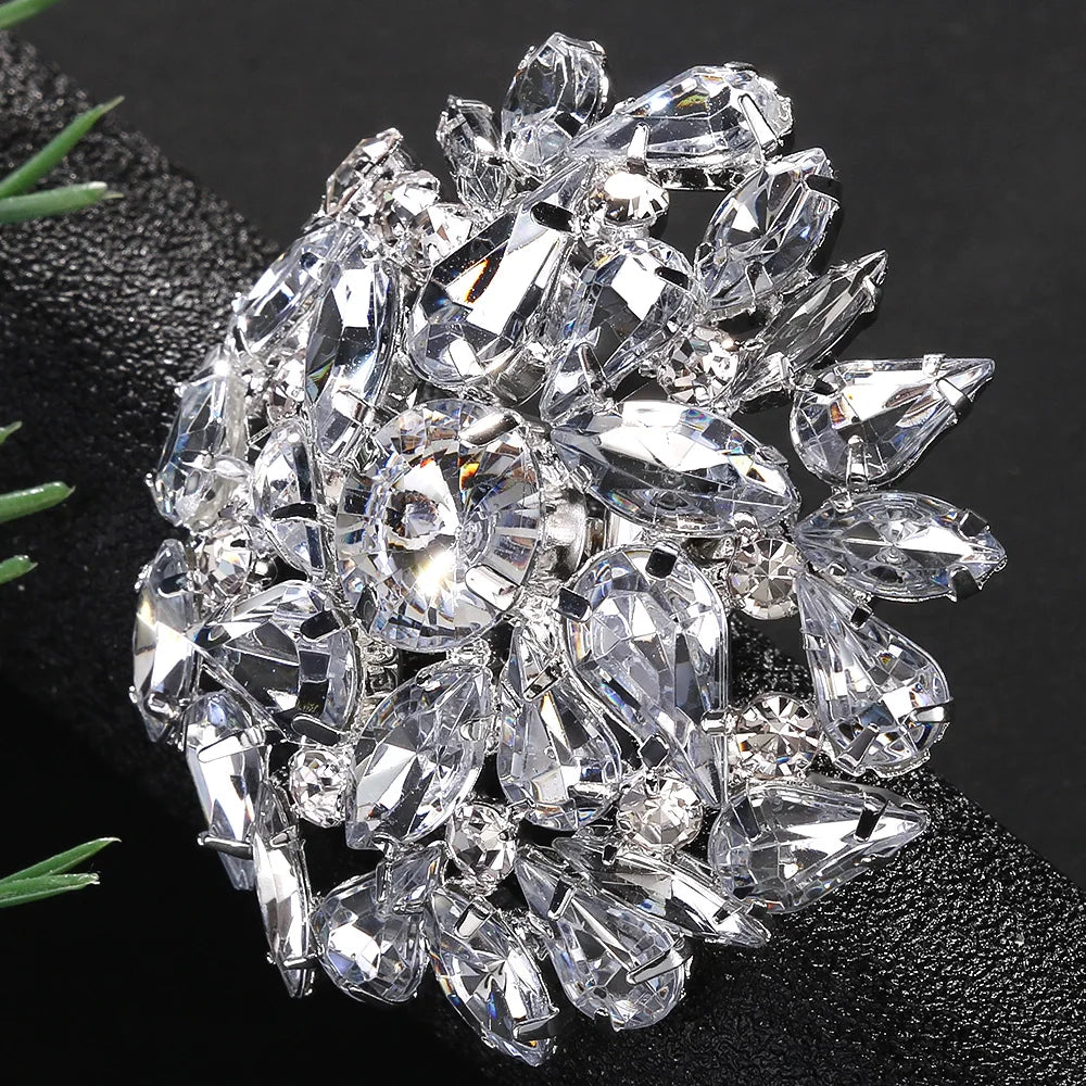 Haylo Round Crystal Clip Earrings