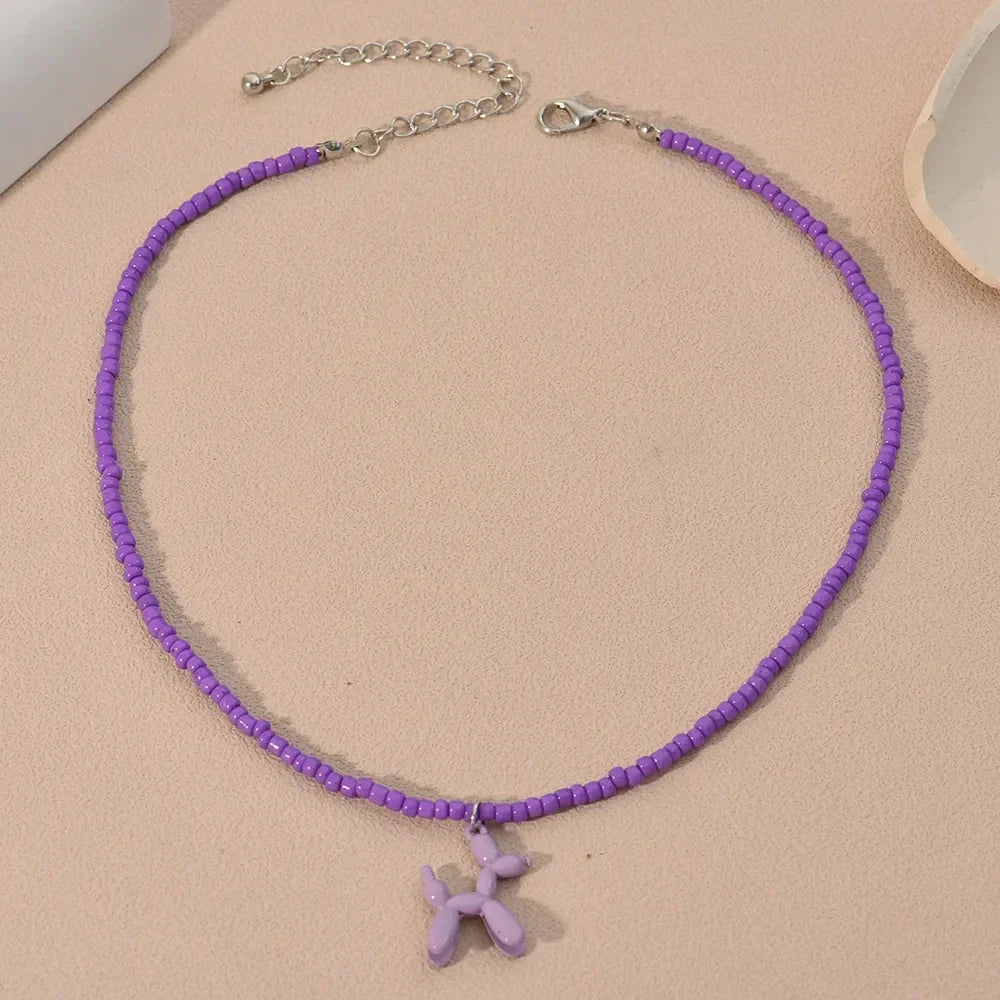 Colorful Poodle Pendant Necklaces