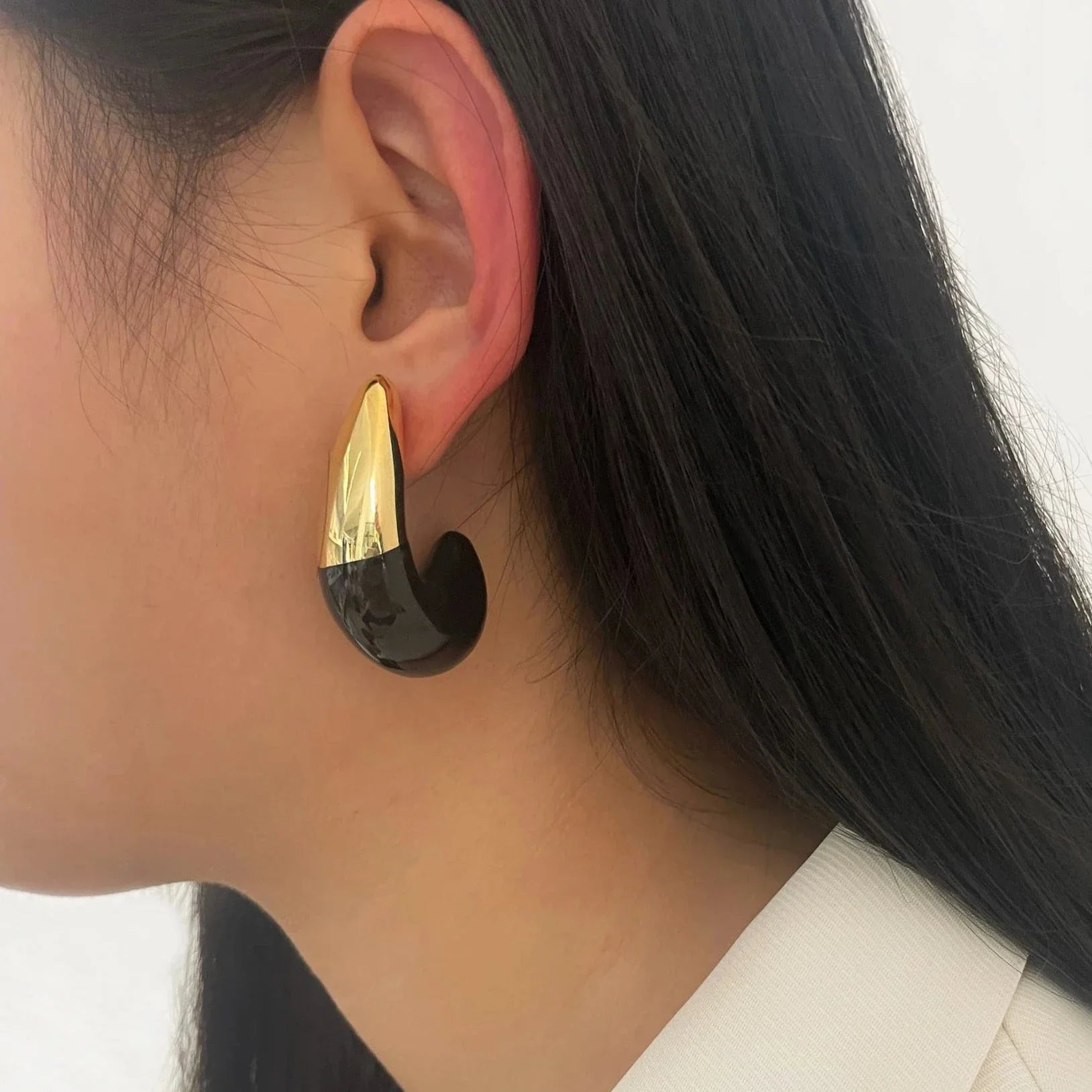 Noma Two Tone Enamel Tusk Stud Earrings