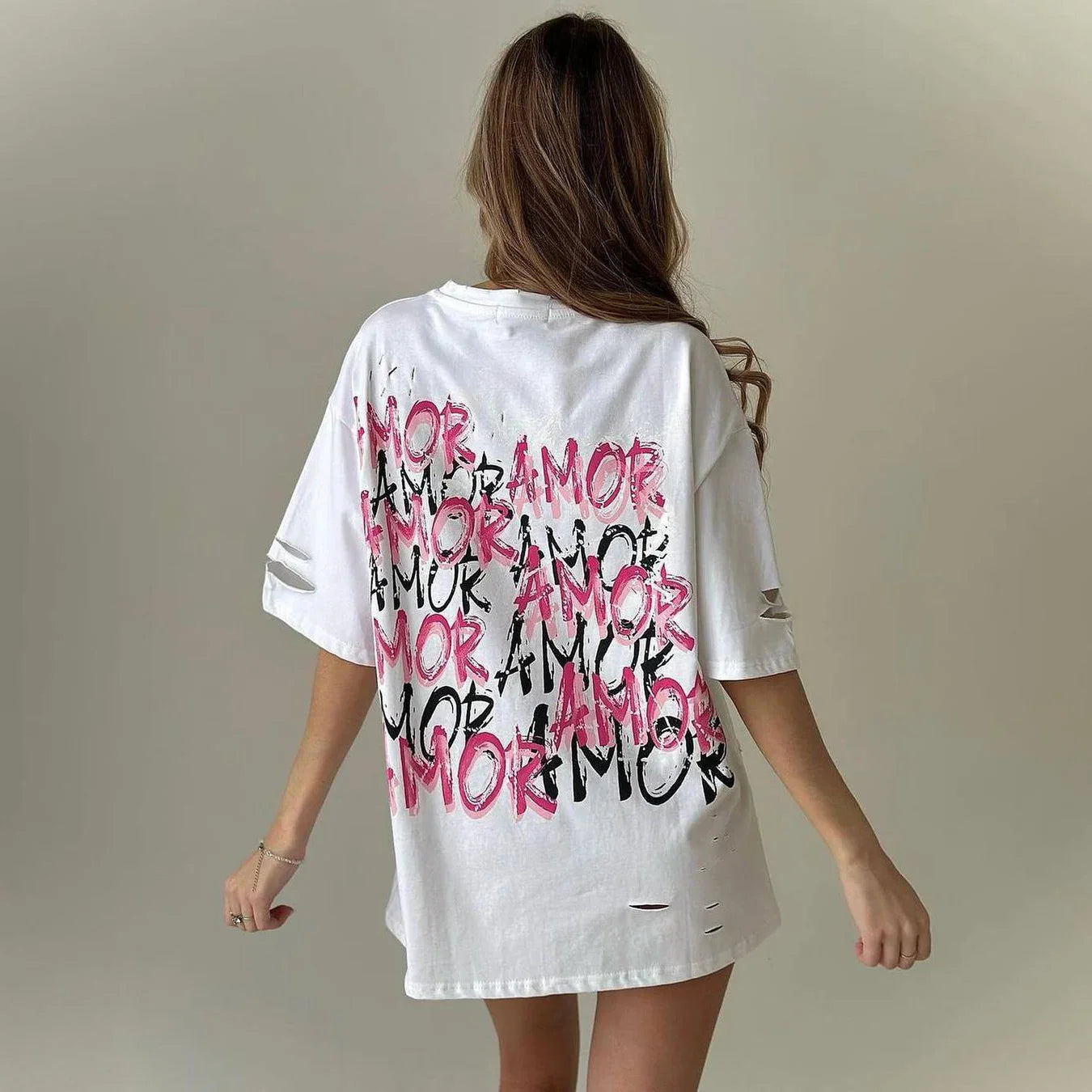 Amor Oversized Graphic T-Shirts