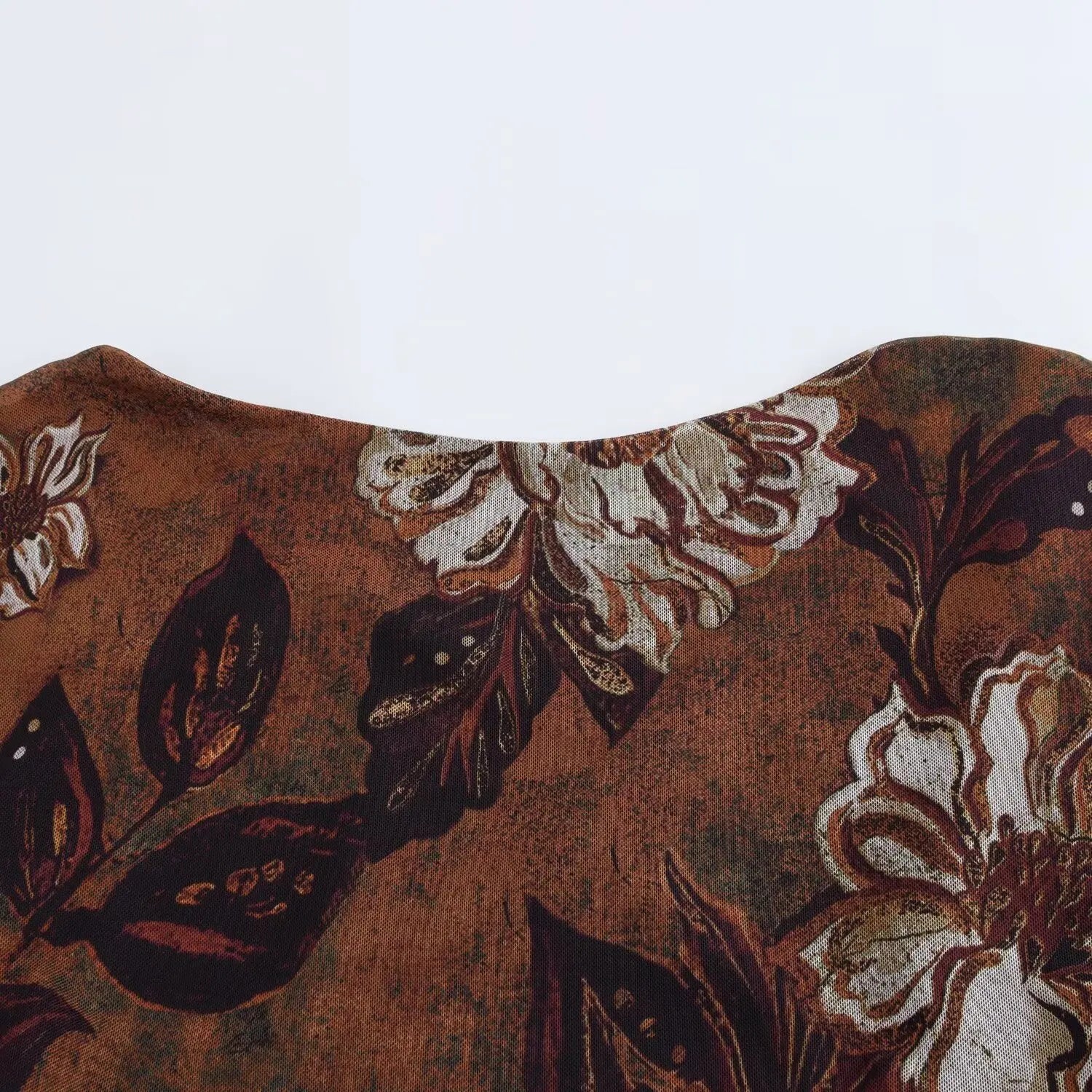 Anais Vintage Flower Printed Mesh Bodycon Dress
