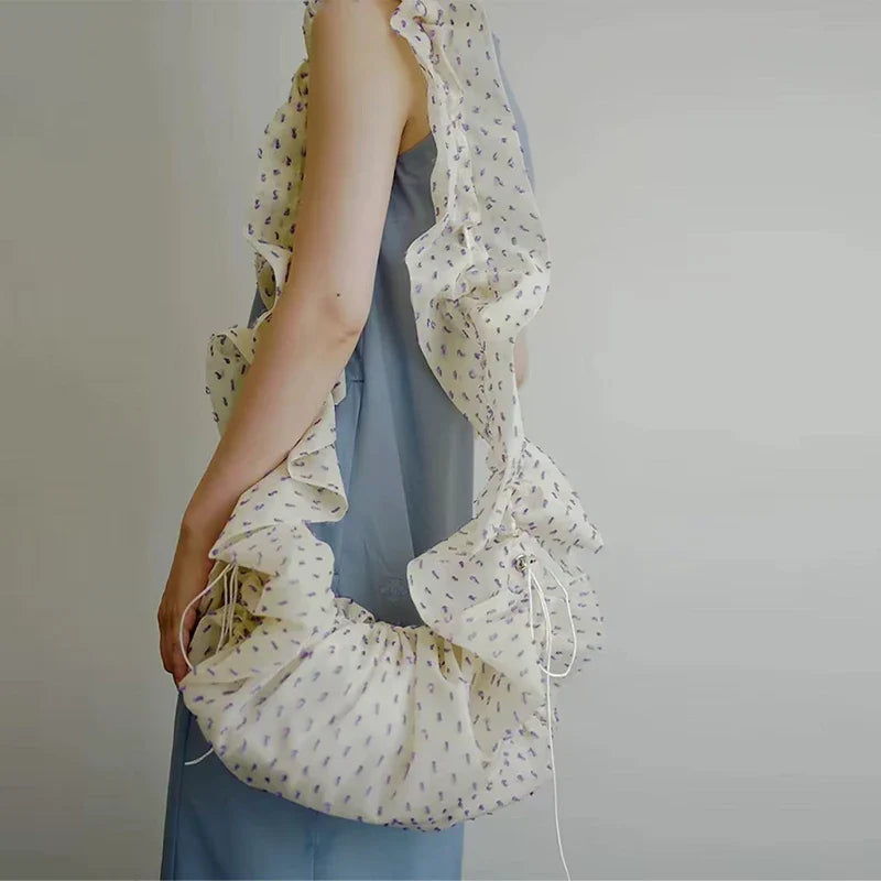 LIna Polka Dot Ruffle Scrunch Shoulder Bag