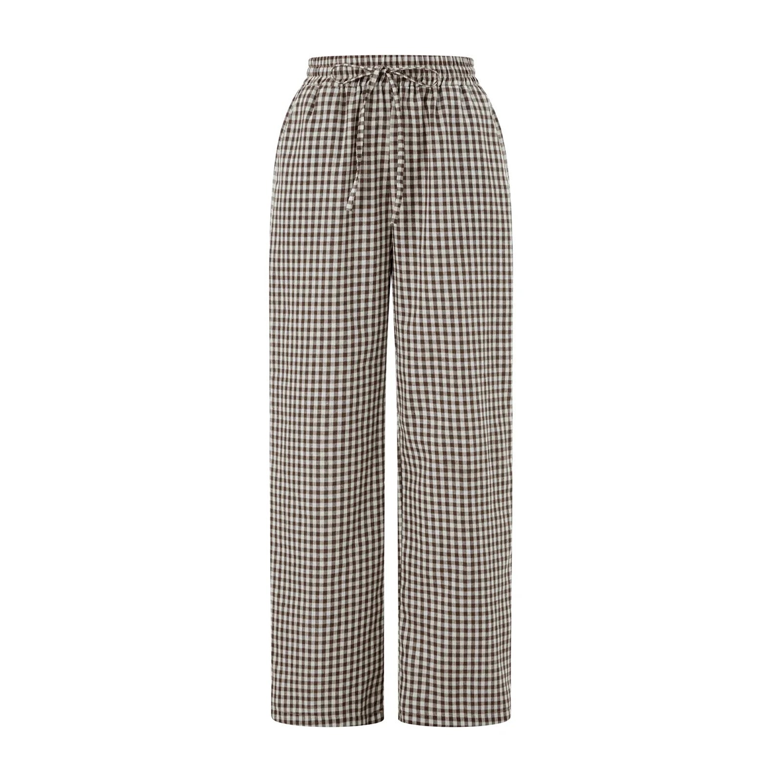 Harper Pin Check Casual Drawstring Pants