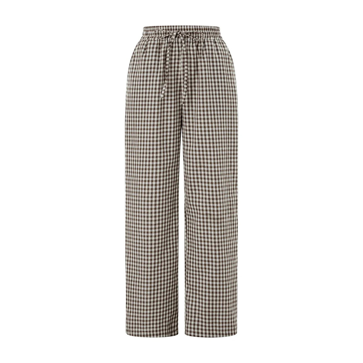Harper Pin Check Casual Drawstring Pants