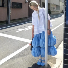 Annette Blue Tiered Balloon Skirt