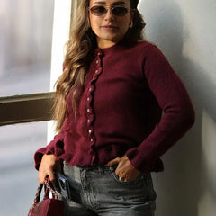 Enola Sweet Ruffle Trim Cardigan