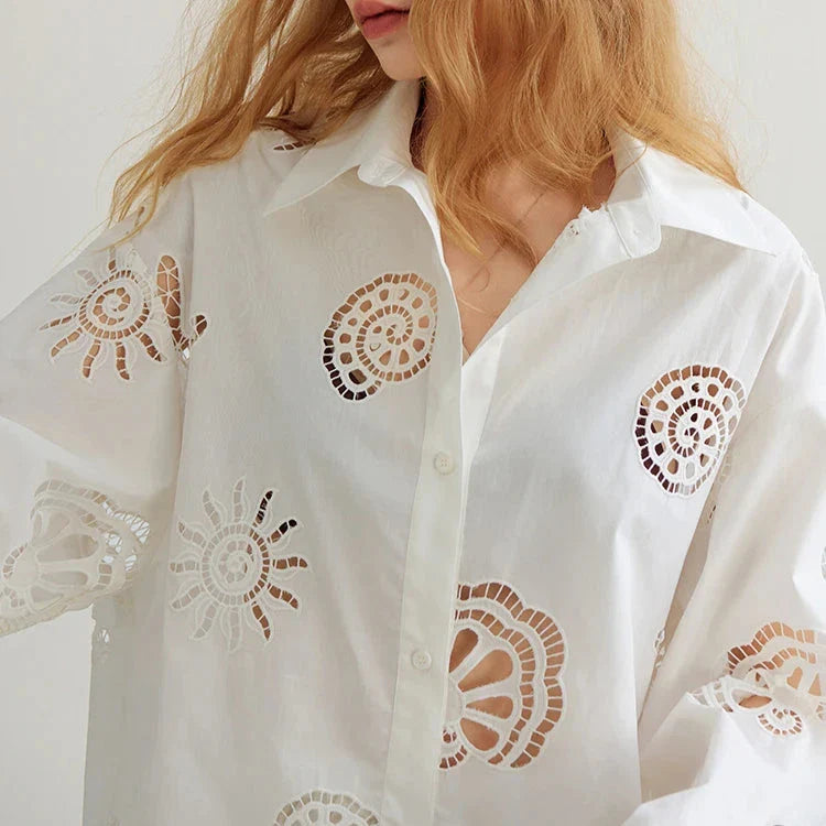 Maja Eyelet Embroidered Cotton Shirt