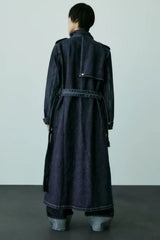 Sable High Stand-Collar Denim Trench Coat