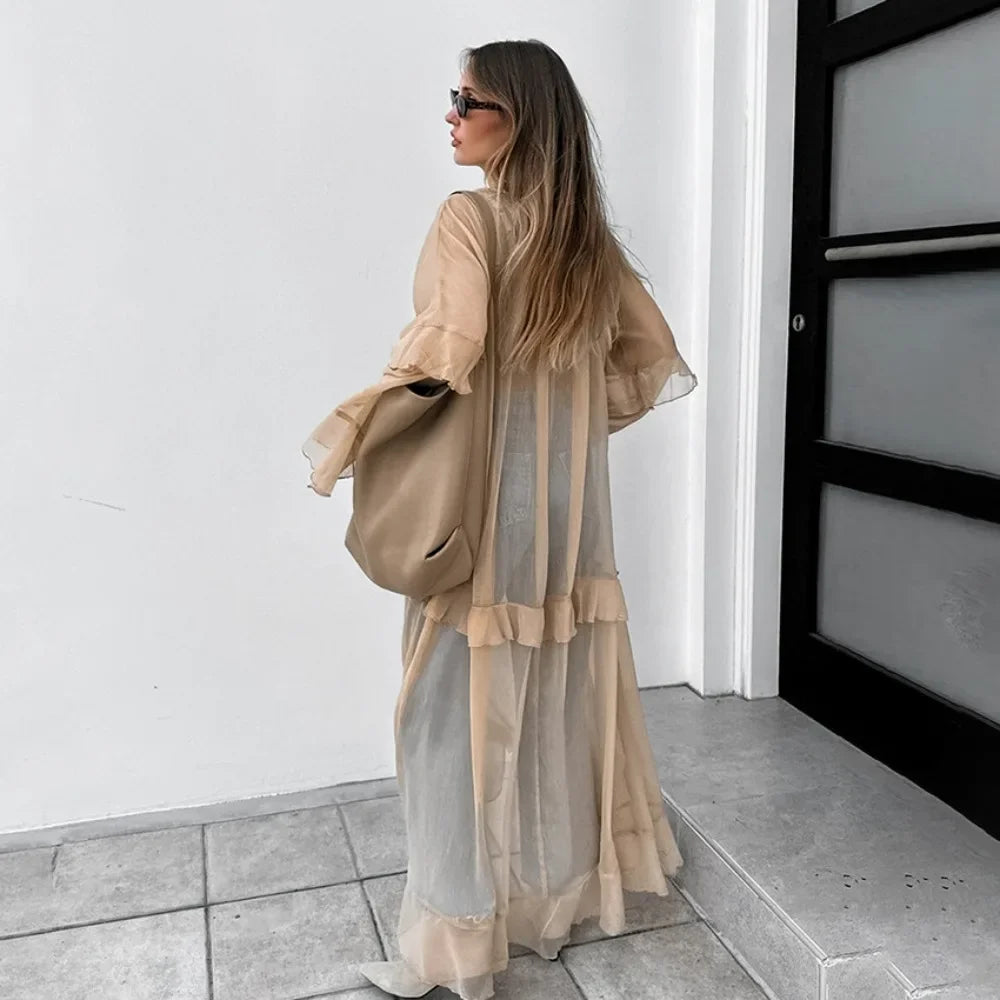 Carolina Ruffle Chiffon Boho Maxi Dress