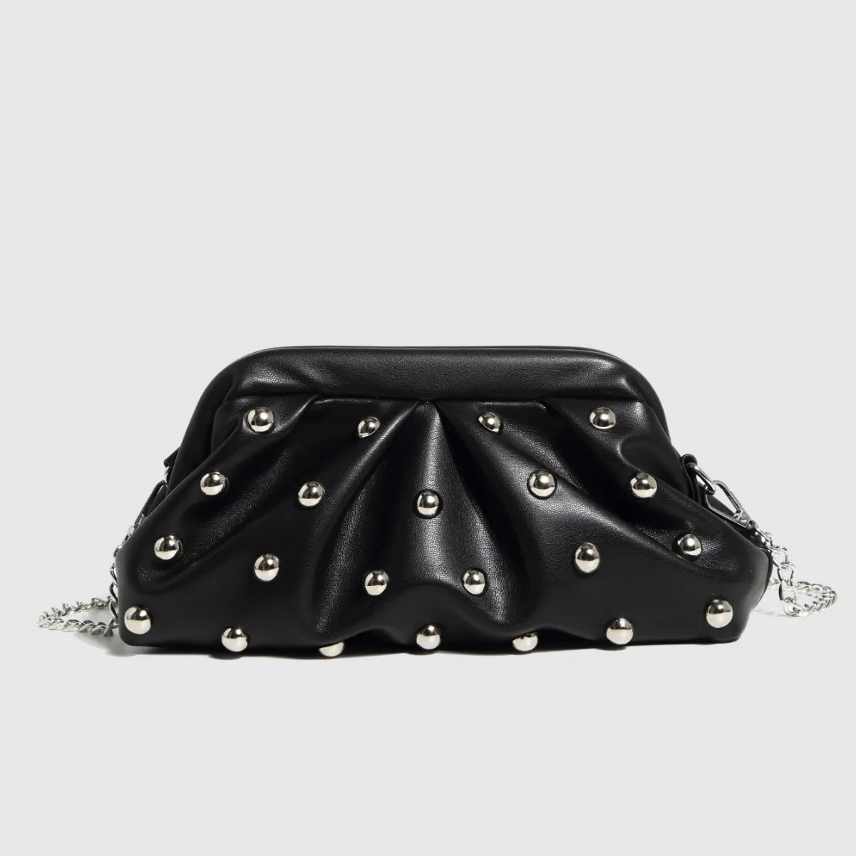 Valentina Chic Vegan Leather Studded Clutch Bag