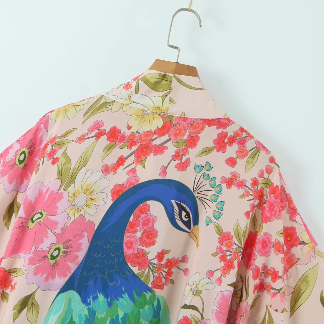 Daliah Peacock Floral Boho Kimono Robe
