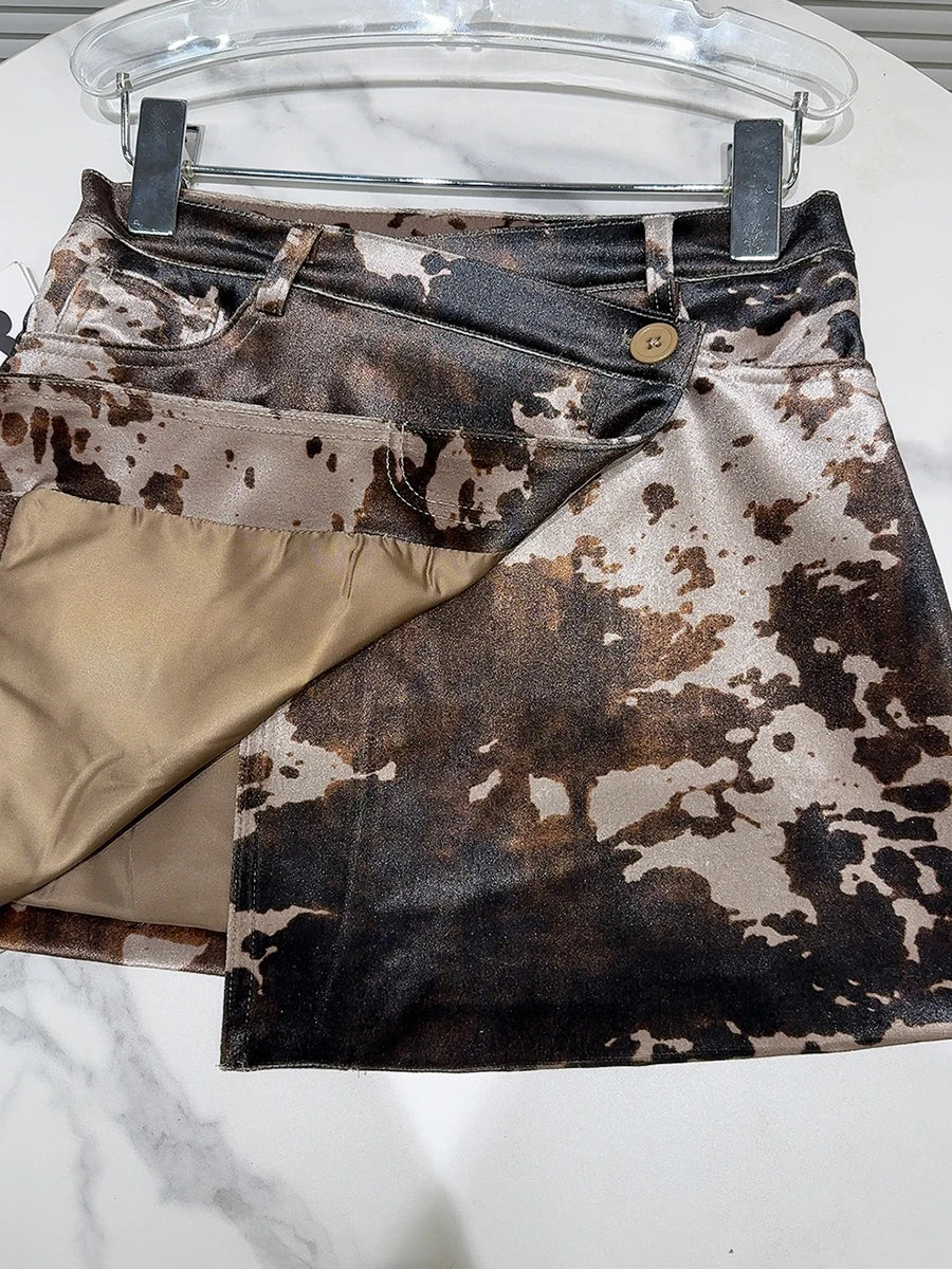 Paloma Cowhide Prints Velour Wrap Mini Skirts - S/US XS - SALE