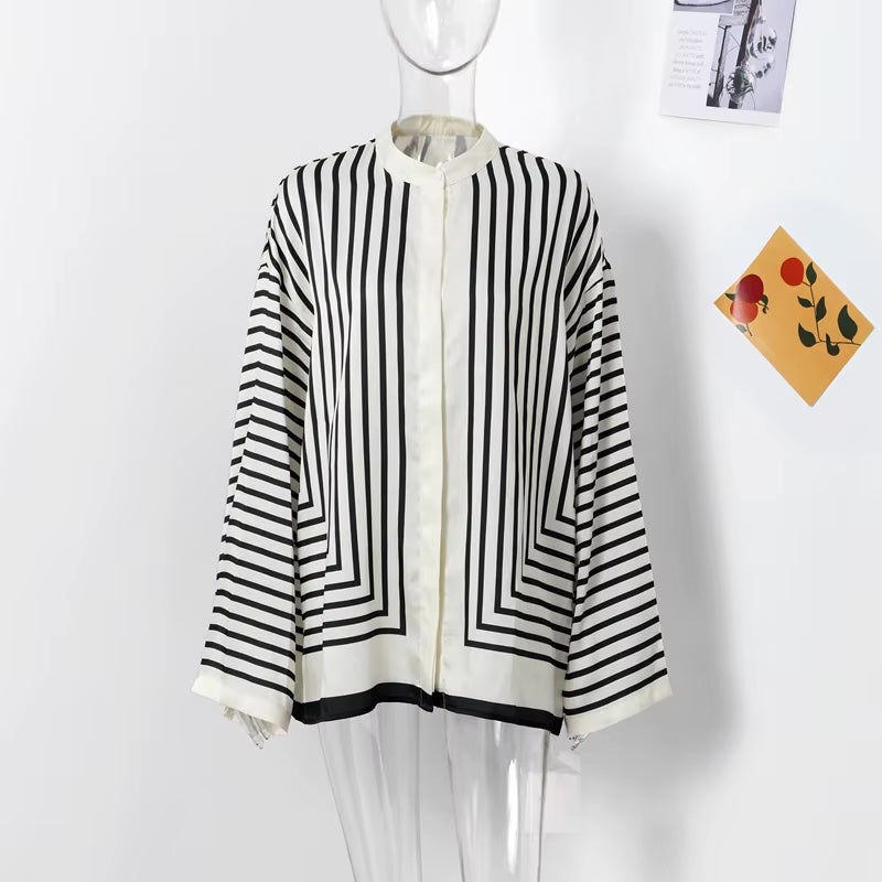 Ellia Oversized Stripe Shirt Blouse