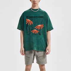 Flower Rain Print Unisex Vintage Wash T-Shirt