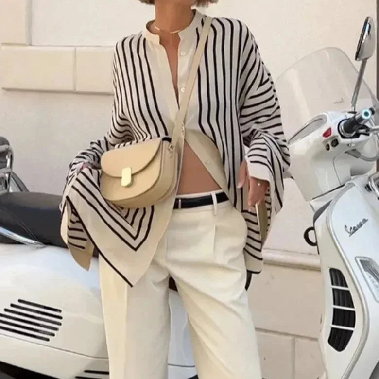 Ellia Oversized Stripe Shirt Blouse