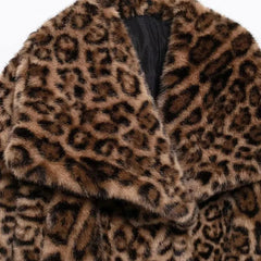 Sonya Big Lapel Faux Fur Leopard Coat