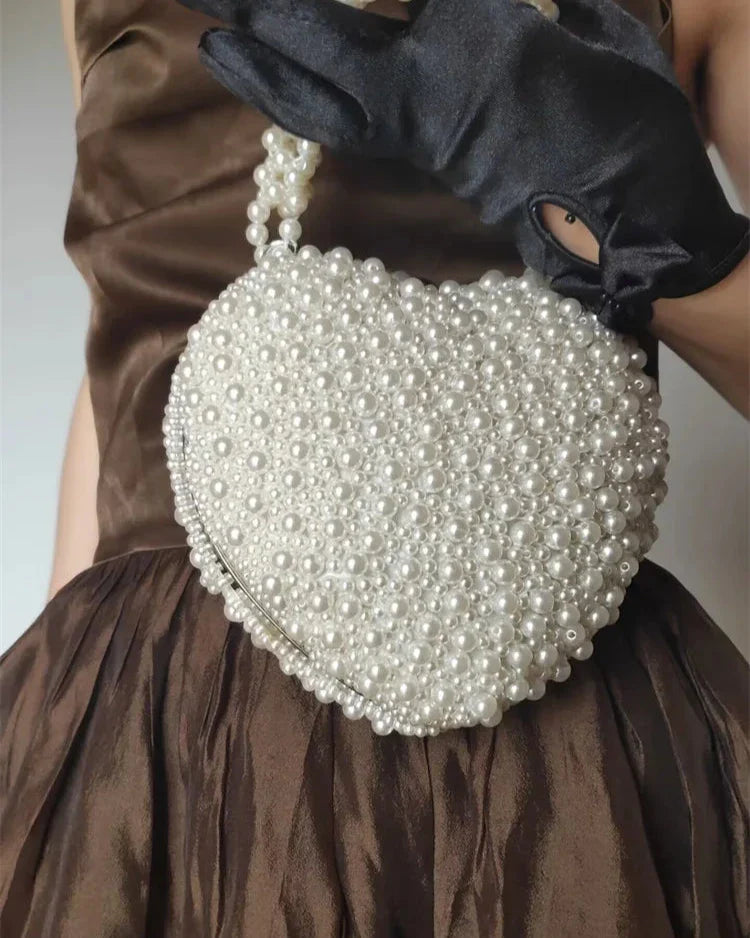 Alize Luxe Heart Pearl Beads Bag