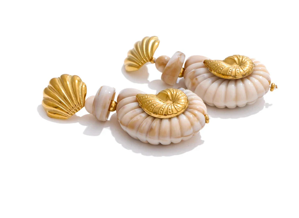 Ocean Resin Shell Conch Drop Earrings