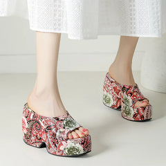 Karuna Colorful Paisley Prints Wedge Sandals