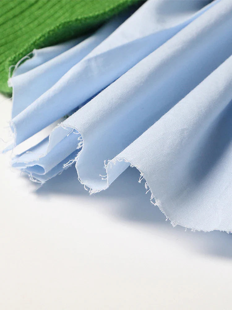 Jordana Asymmetric Knit–Shirt Hybrid Top