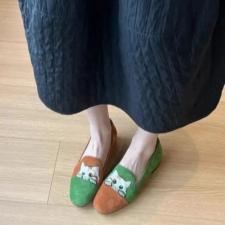 Mila Peekaboo Cat Suede Loafers