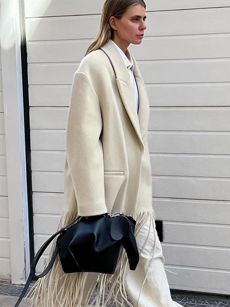 Norma Long Tassel Hem Maxi Coat