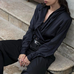 Ursa Fashion Drapery Hoodie Crop Top