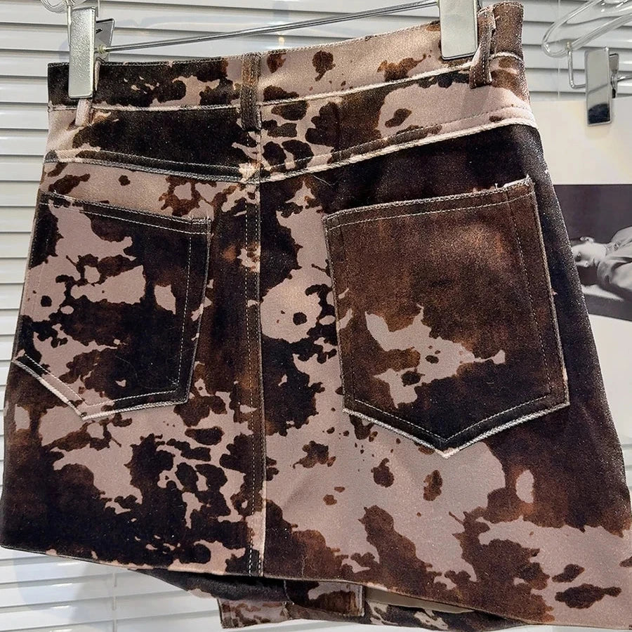 Paloma Cowhide Prints Velour Wrap Mini Skirts - S/US XS - SALE
