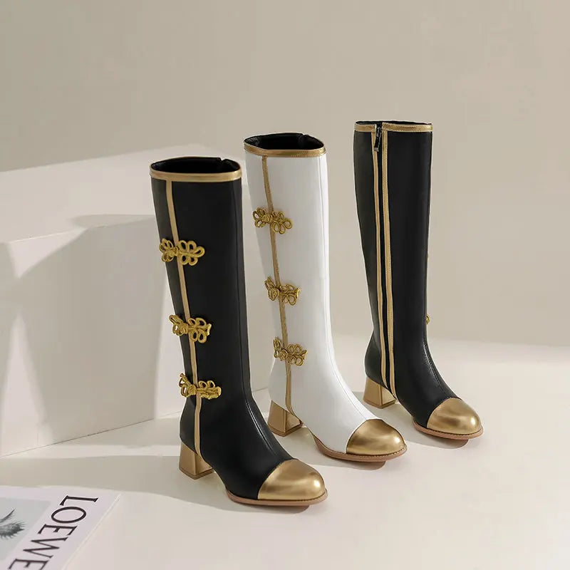 Tallulah Butterfly Knot Victorian Knee High Boots